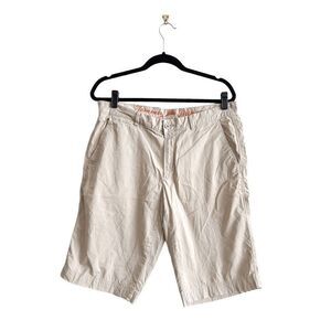Tommy Bahama Mens Stripe Lined Flat Front Chino Short Tan Size 34